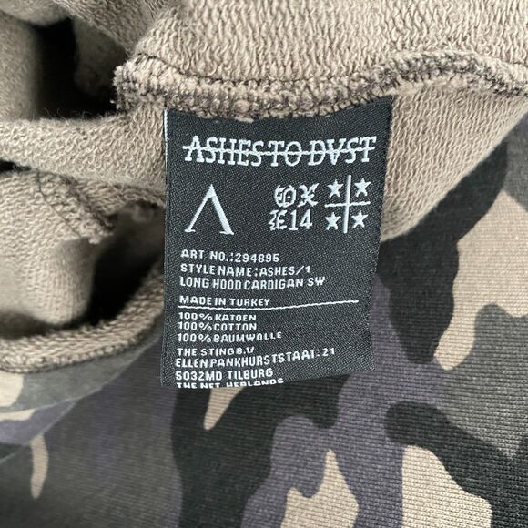 ASHES TO DVST Cardigan Womens XL Brown Camo Open Front Hooded Grunge 90s Causal - Picture 8 of 10